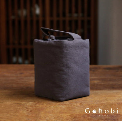 Gohobi Classic Travel Teaware Bag – Plain Cotton Tea Set Storage & Outdoor Carry Case