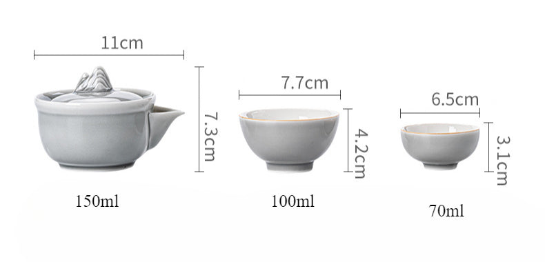 Gohobi Japanese Style Ice Grey Gaiwan Tea Set 004