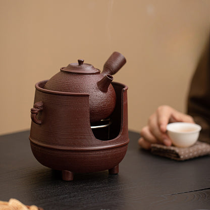 Gohobi Traditional Teapot and Stove Set 003 Old Rock Mud