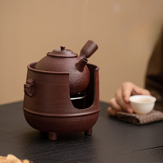 Gohobi Traditional Teapot and Stove Set 003 Old Rock Mud