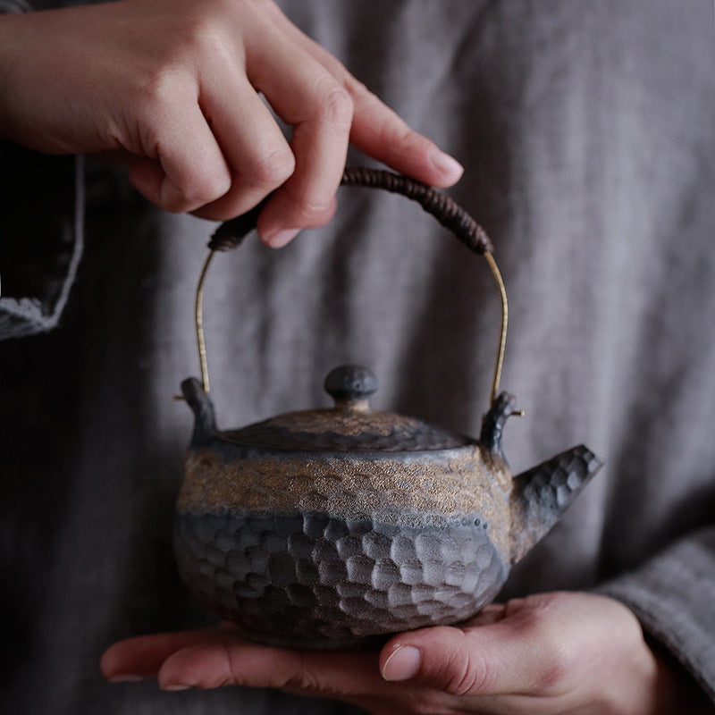 Gohobi Handmade Goldn Black Large Teapot
