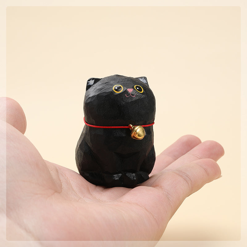 Gohobi Handcrafted Large Wooden Black Cat Ornament