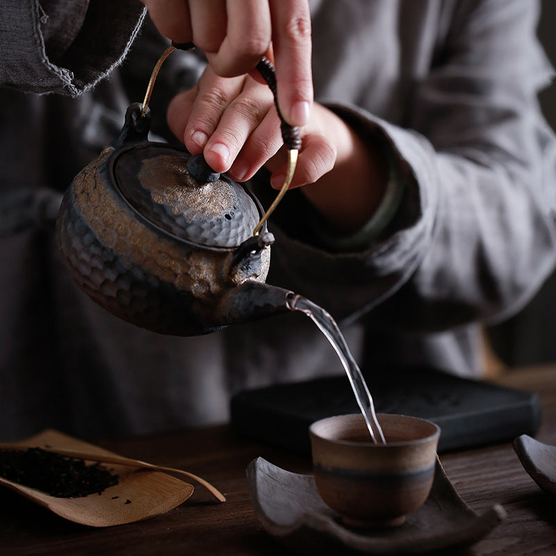 Gohobi Handmade Goldn Black Large Teapot