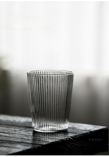 Gohobi Japanese Style Vertical Stripe Glass Tea Cup