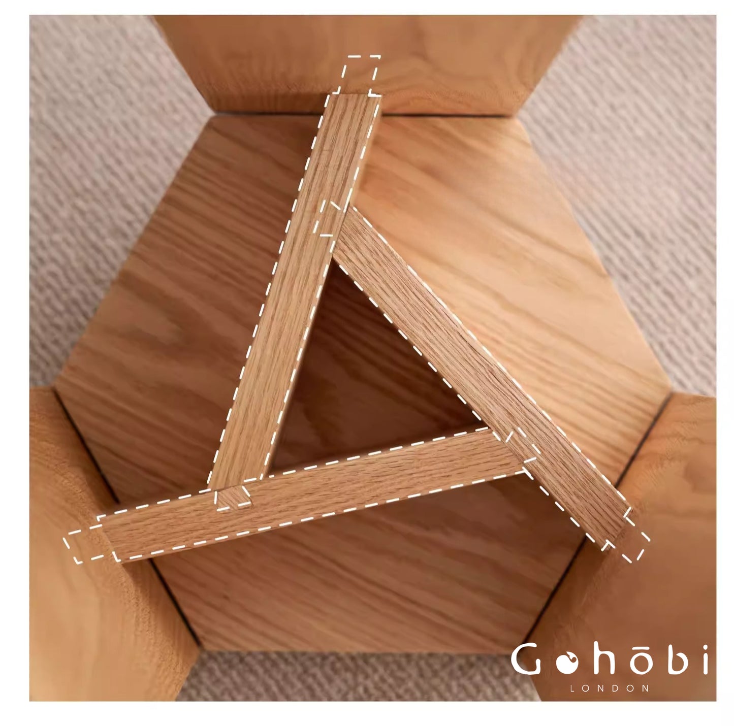 Gohobi Handmade Solid Wood Square Stool – Stackable Wooden Dining Stool Makeup Chair | FSC Certified Furniture, household makeup stool, Chinese square stool can be stacked dining table stool