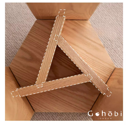 Gohobi Handmade Solid Wood Square Stool – Stackable Wooden Dining Stool Makeup Chair | FSC Certified Furniture, household makeup stool, Chinese square stool can be stacked dining table stool