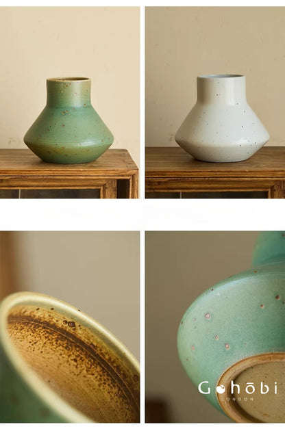 Gohobi Jingdezhen Retro Ceramic Hydroponic Vase – Antique Style Decorative Flower Vase for Home