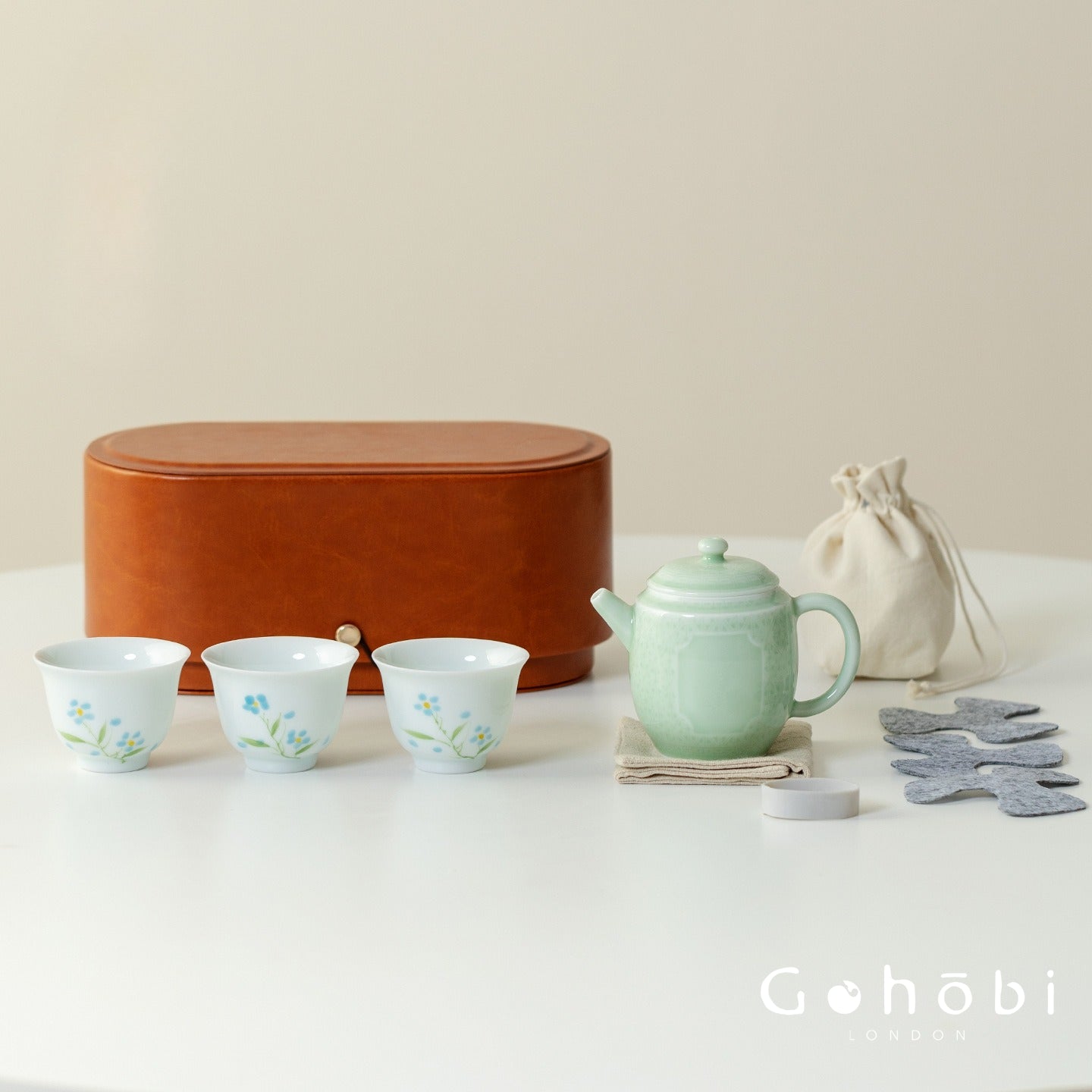 Gohobi Travel Tea Set – Handmade Portable Gongfu Travel Tea Set with Leather Case