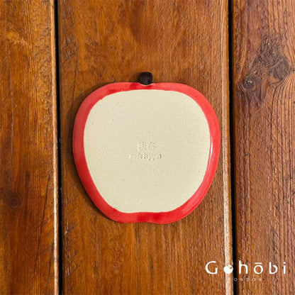 Gohobi Japanese Minoya Ceramic Small Dessert Plate Sheep and Apple Shaped [Made in Japan]