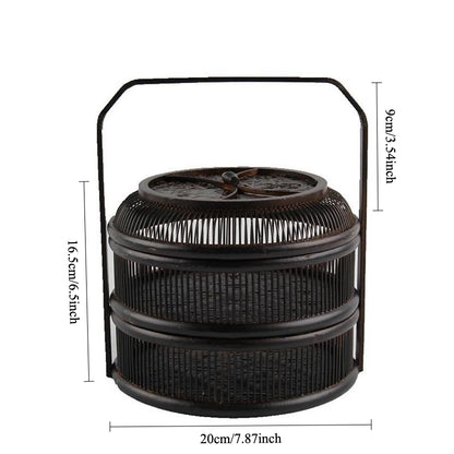 Gohobi Antique Style Bamboo Woven Basket – Lacquered Covered Storage Basket for Travel