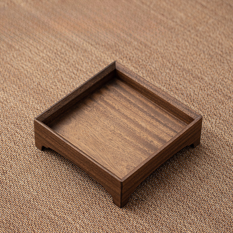 Gohobi Square Walnut Teak Wooden Serving Tray Teapot Tray