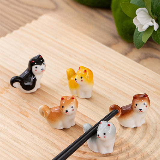 Gohobi Handmade Ceramic Shiba Inu Ornament Chopsticks Rest