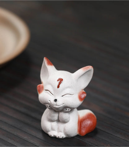 Gohobi Handmade Ceramic YiXing Clay Fox Ornament Tea pet