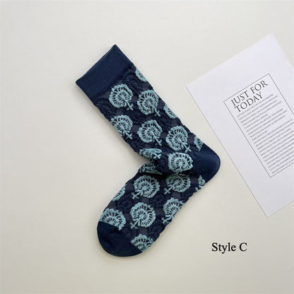 Gohobi Geometric Embossed Irregular Pattern Socks