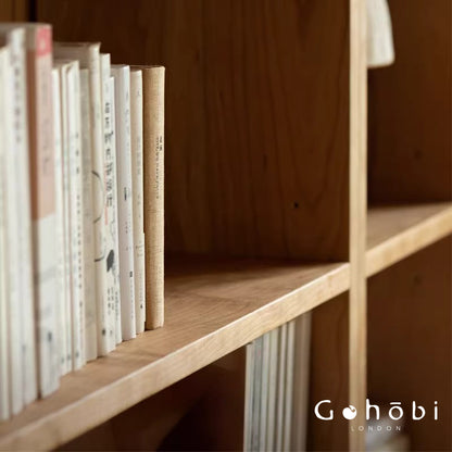 Gohobi Handmade Solid Wood Storage Cabinet – Multi-Layer Wooden Shelving Unit for Living Room or Study | FSC Certified Furniture