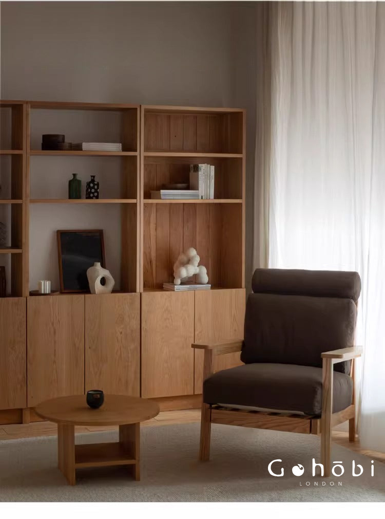 Gohobi Handmade Solid Wood Storage Cabinet – Multi-Layer Wooden Shelving Unit for Living Room or Study | FSC Certified Furniture