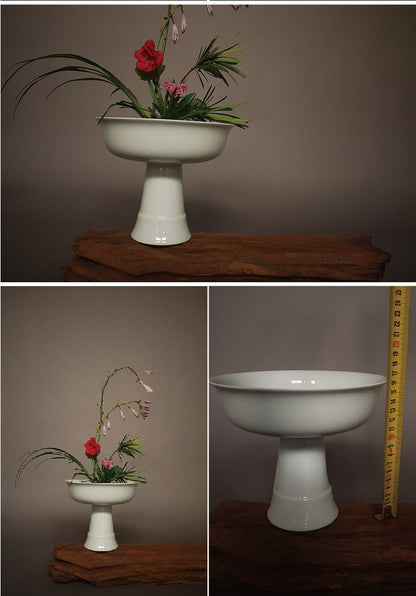 Gohobi High-Foot Ikebana Ceramic Vase – Handmade Zen Flower Arrangement Vessel