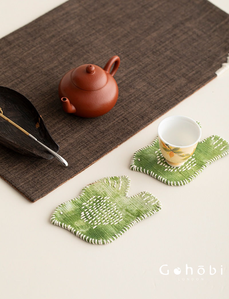 Gohobi Handmade Embroidered Bird Coaster – Fabric Teacup Heat Insulation Mat