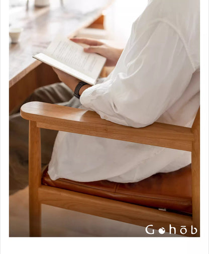 Gohobi Handmade Solid Wood Curved Armchair – Study Chair Office Seat Leisure Home Bedroom Chair | FSC Certified Furniture