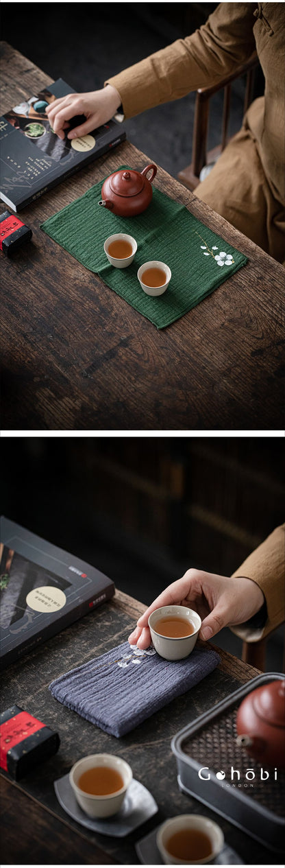 Gohobi Handmade Cotton Linen Tea Towel – Japanese Style Absorbent Zen Tea Cloth