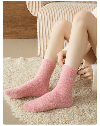 Gohobi Pink Heart Velvet Socks