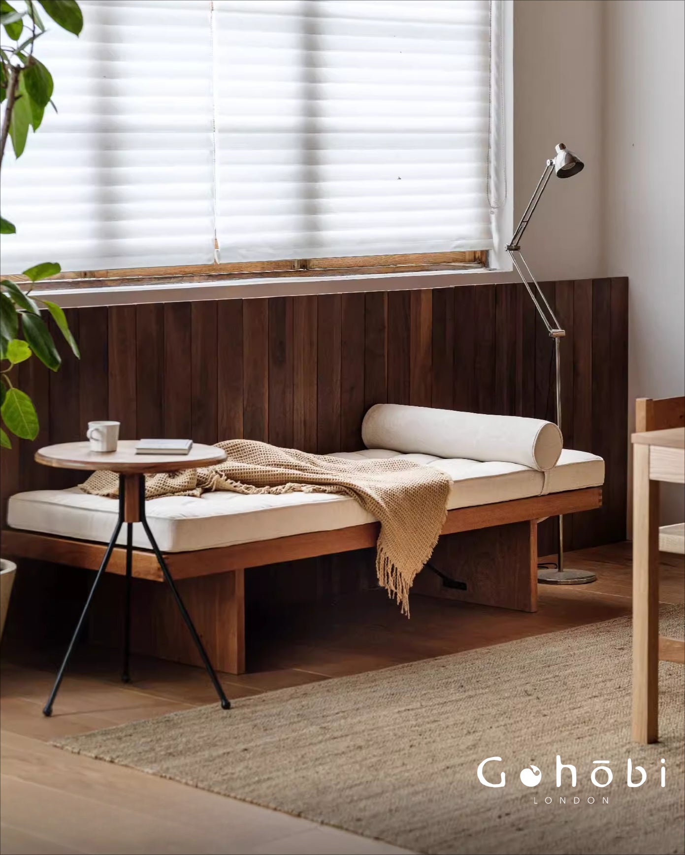 Gohobi Handmade Solid Wood Tatami Floor Platform – Japanese Style Red Oak & Black Walnut Bay Window Seating | FSC Certified Furniture