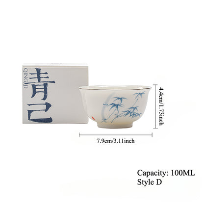 Gohobi Hand-Painted Blue-and-White Thin-Walled Teacup