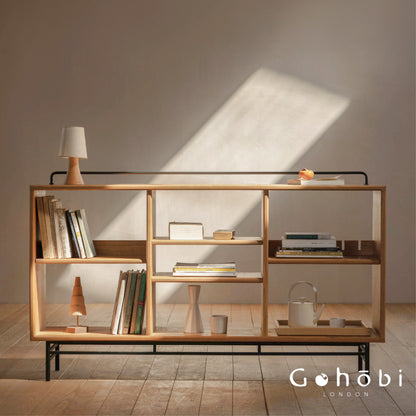 Gohobi Nordic Cherry Wood Solid Wood Bookcase – Handmade Storage Cabinet for Living Room or Study | FSC Certified Furniture