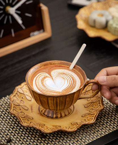 Gohobi Japanese Handmade Coffee Cup with Saucer 009