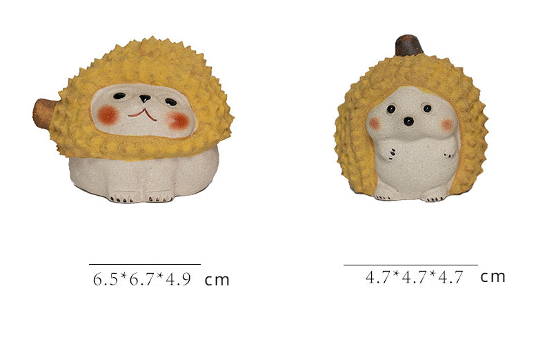 Gohobi Handmade Ceramic YiXing Clay Durian Cat Hedgedog Ornament Tea pet