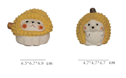 Gohobi Handmade Ceramic YiXing Clay Durian Cat Hedgedog Ornament Tea pet