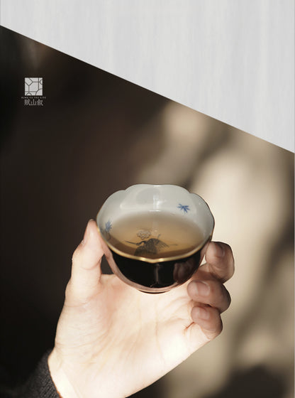 [賦山敘 x Gohobi] “Ink Bamboo & Crane” Kuikou Master Cup – Hand-Painted Jingdezhen Ceramic Tasting Cup