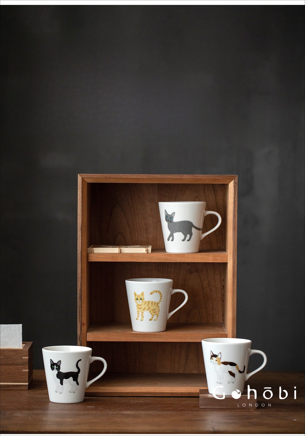 Gohobi Japanese Minoyaki Cute Cat Ceramic Mug [Made in Japan]