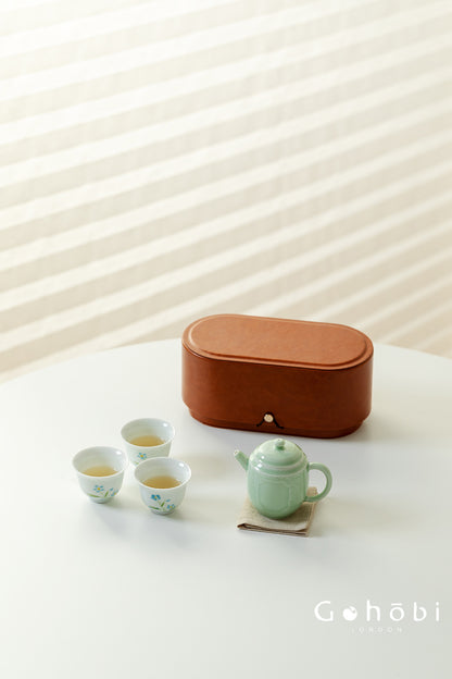 Gohobi Travel Tea Set – Handmade Portable Gongfu Travel Tea Set with Leather Case