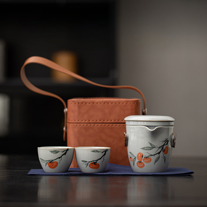 Gohobi Hand-painted Travel Teapot Gaiwan Set