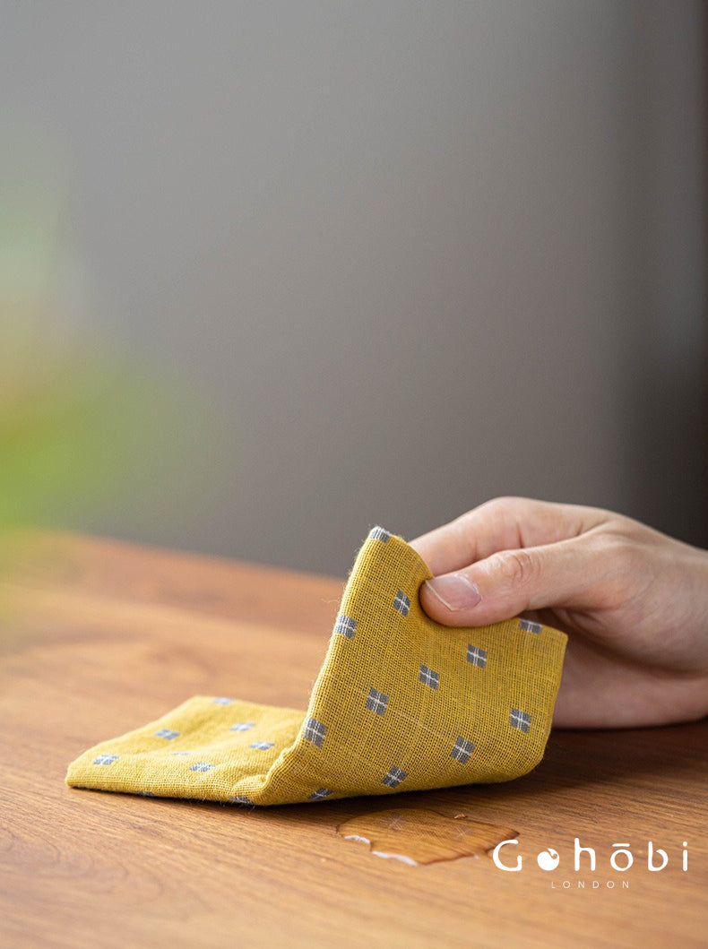 Gohobi Cotton Linen Tea Towel – Japanese Style Absorbent Tea Cloth for Tea Ceremony