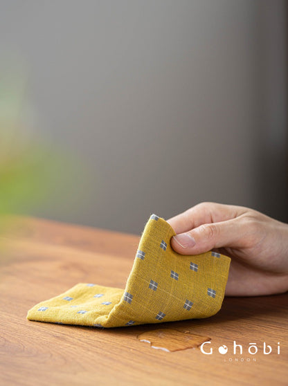 Gohobi Cotton Linen Tea Towel – Japanese Style Absorbent Tea Cloth for Tea Ceremony