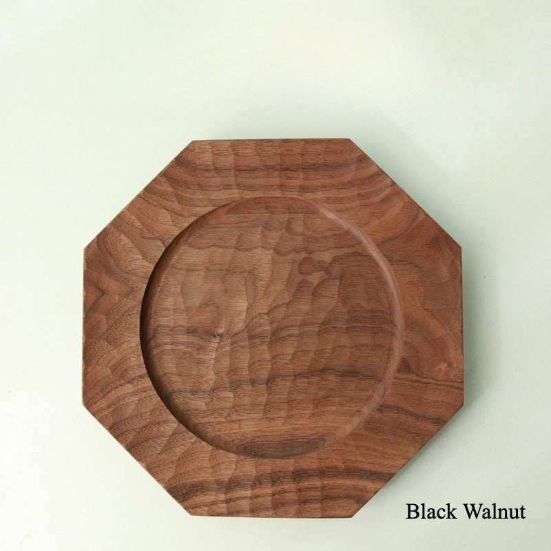 Gohobi Handcrafted Cherry Wood Octagonal Serving Tray