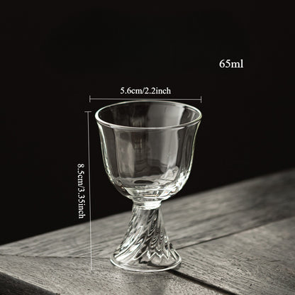 Gohobi High Borosilicate Glass Flower-Rim Swirl-Base Tall Footed Master Cup – Heat-Resistant Gongfu Tea Cup