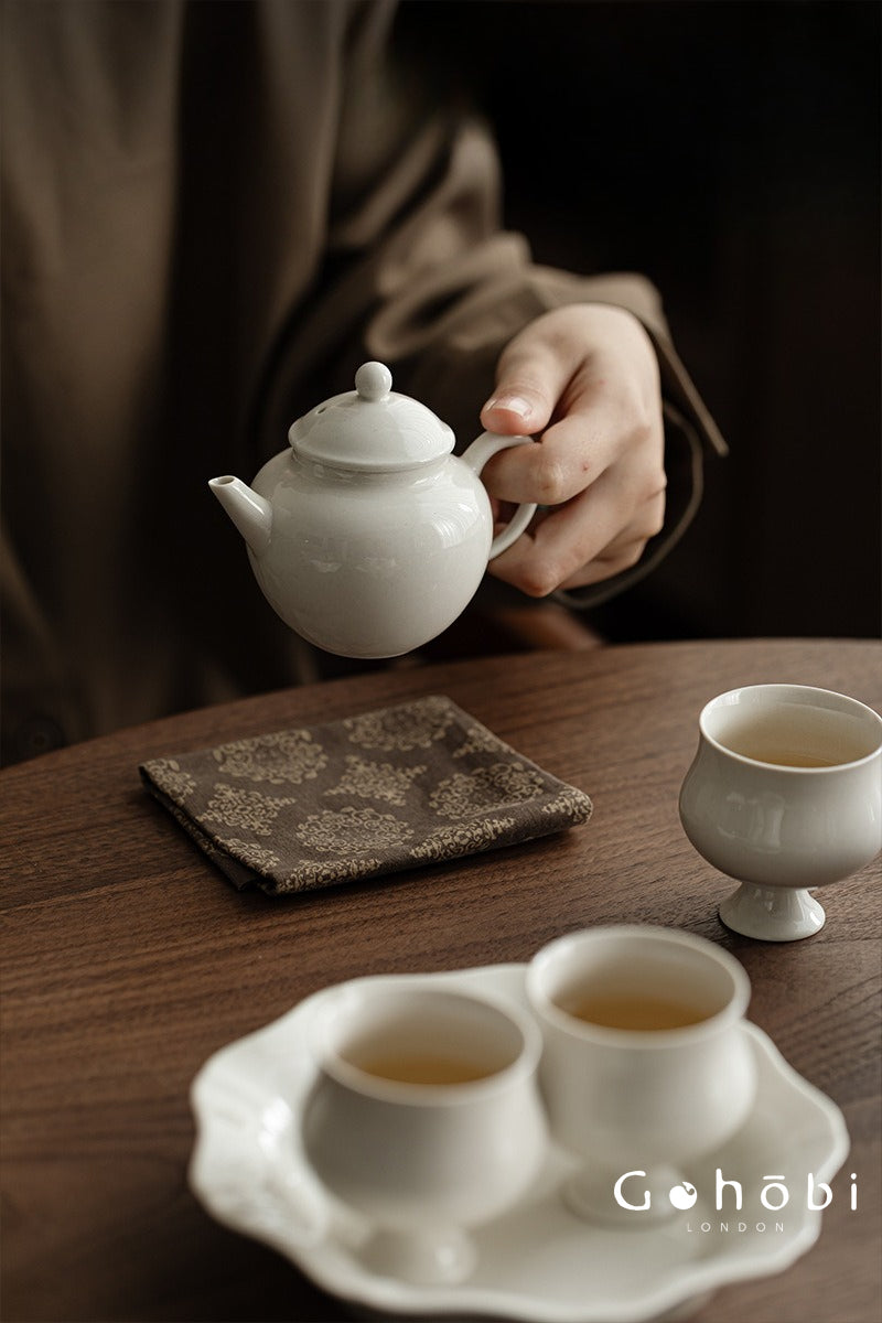 Gohobi Wood Ash Glaze Ceramic Teapot – Handmade Vessel Shape Gongfu Tea Pot with Ball Filter