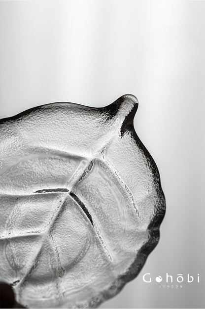 Gohobi Crystal Glass Leaf Tea Holder – Zen Leaf Tea Lotus Presentation Dish