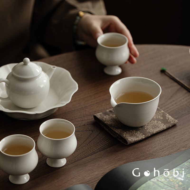 Gohobi Glass Fair Cup with Wood Ash Ceramic Base – Gongfu Tea Pitcher Tea Sea