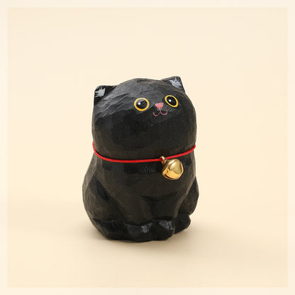 Gohobi Handcrafted Large Wooden Black Cat Ornament