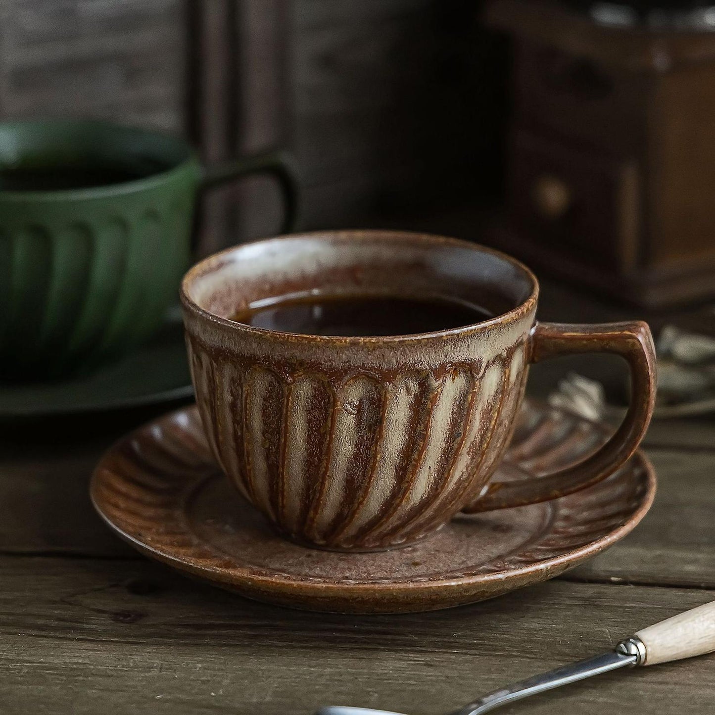Gohobi Handmade Japanese Stoneware Afternoon tea Coffee Cup and Saucer Set