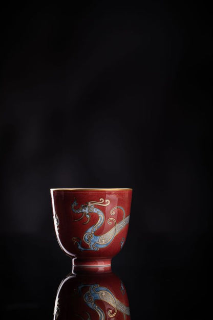 [清本源 x Gohobi Gallery] Majestic Dragons: Red Glaze and Gold-Silver Dual-Dragon Cup