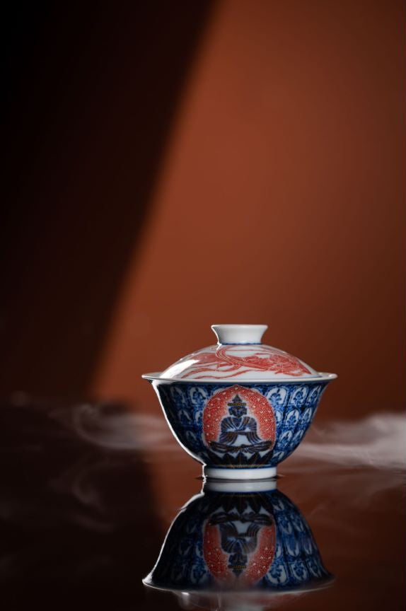 [清本源 x Gohobi Gallery] Eternal Serenity Blue-and-White Thousand Buddhas Hat-Shaped Gaiwan