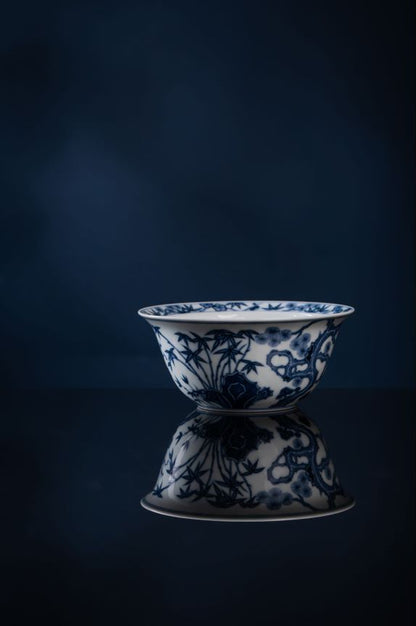 [清本源 x Gohobi Gallery] Blue-and-White Moonflower Pattern with Pine, Bamboo, and Plum Blossom Wash Basin