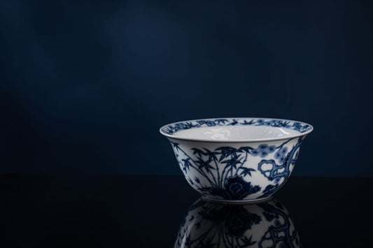 [清本源 x Gohobi Gallery] Blue-and-White Moonflower Pattern with Pine, Bamboo, and Plum Blossom Wash Basin