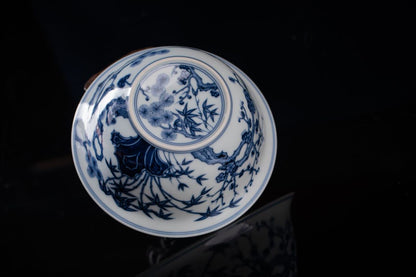 [清本源 x Gohobi Gallery] Blue-and-White Moonflower Pattern with Pine, Bamboo, and Plum Blossom Wash Basin