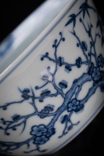 [清本源 x Gohobi Gallery] Blue-and-White Moonflower Pattern with Pine, Bamboo, and Plum Blossom Wash Basin